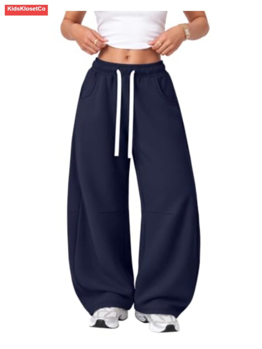 Girls Baggy Barrel Sweatpants Cotton Blend High Rise Active Pants